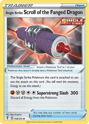 Single Strike Scroll of the Fanged Dragon 158/203  SWSH07 Evolving Skies - Uncommon