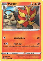 Pyroar 023/203  - Reverse Holofoil SWSH07 Evolving Skies - Uncommon