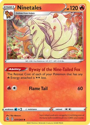 Ninetales (31) 031/264  - Reverse Holofoil SWSH08 Fusion Strike - Uncommon