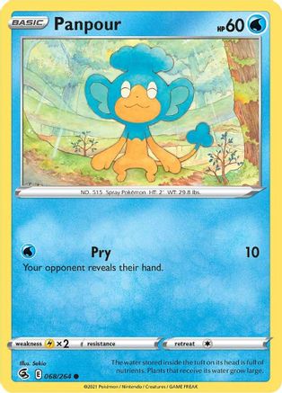 Panpour 068/264  - Reverse Holofoil SWSH08 Fusion Strike - Common