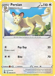 Persian 200/264  - Reverse Holofoil SWSH08 Fusion Strike - Uncommon