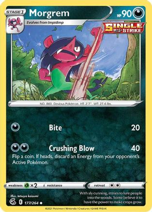 Morgrem 177/264  - Reverse Holofoil SWSH08 Fusion Strike - Uncommon