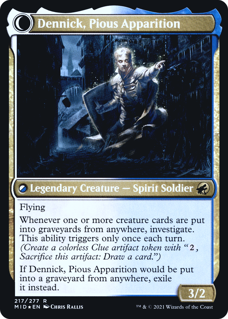 Dennick, Pious Apprentice // Dennick, Pious Apparition (PRE-217S) - Innistrad: Midnight Hunt Promos: (Double Faced Transform) Foil