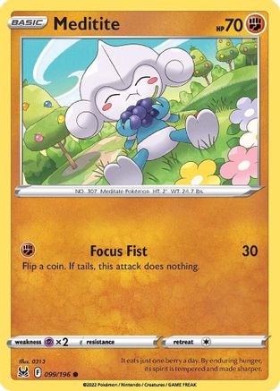 Meditite 099/196  - Reverse Holofoil SWSH11 Lost Origin - Common