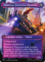 Flamewar, Brash Veteran // Flamewar, Streetwise Operative (BOT-024) - Transformers: (shatteredglass, convertdfc) (Borderless) Foil
