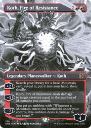 Koth, Fire of Resistance (ONE-338) - Phyrexia: All Will Be One: (Showcase) (Borderless)