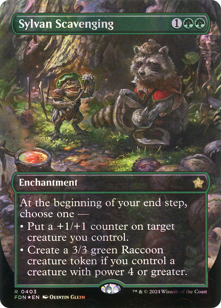 Sylvan Scavenging (Borderless) (Mana Foil) (FDN-403) - Foundations (Borderless) Foil