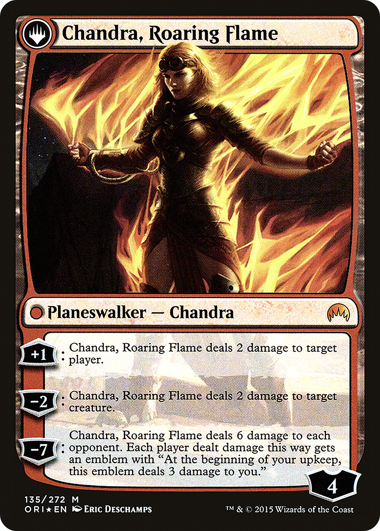 Chandra, Fire of Kaladesh // Chandra, Roaring Flame (PRE-135S) - Magic Origins Promos: (originpwdfc) Foil