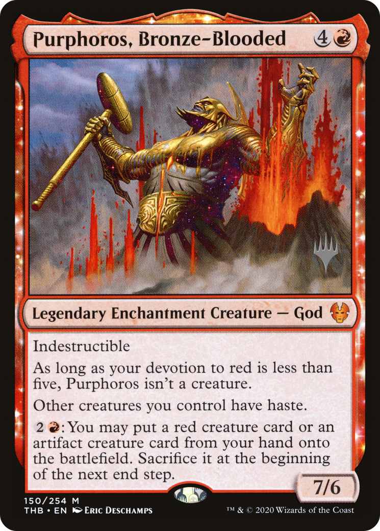 Purphoros, Bronze-Blooded (PPTHB-150P) - Theros Beyond Death Promos: (enchantment) Foil