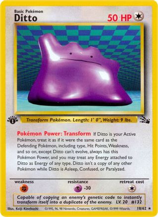 Ditto (18) 018/62  - 1st Edition Fossil - Rare