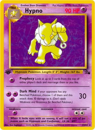 Hypno (23) 023/62  - Unlimited Fossil - Rare