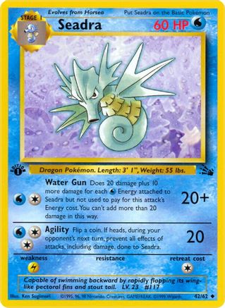 Seadra 042/62  - 1st Edition Fossil - Uncommon
