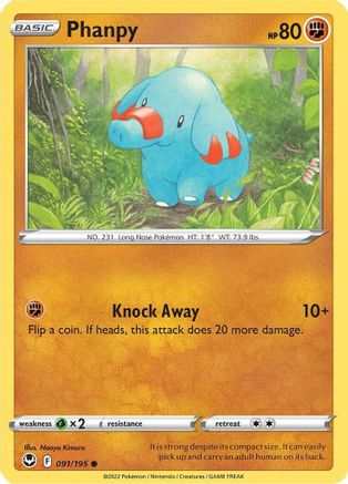 Phanpy 091/195  - Reverse Holofoil SWSH12 Silver Tempest - Common