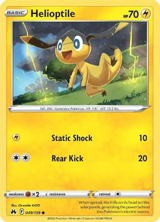 Helioptile 049/159  - Reverse Holofoil Crown Zenith - Common