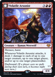 Volatile Arsonist // Dire-Strain Anarchist (PRE-181S) - Innistrad: Crimson Vow Promos: (Double Faced Transform) Foil