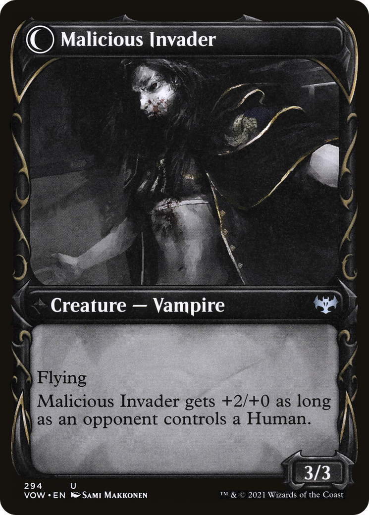 Innocent Traveler // Malicious Invader (VOW-294) - Innistrad: Crimson Vow: (Showcase, Double Faced Transform) Foil