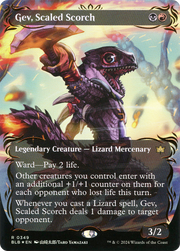 Gev, Scaled Scorch (BLB-349) - Bloomburrow: (Showcase) (Borderless) Foil
