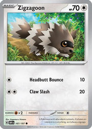 Zigzagoon 167/197  - Reverse Holofoil SV03 Obsidian Flames - Common