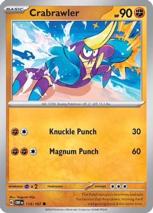 Crabrawler 114/197  SV03 Obsidian Flames - Common