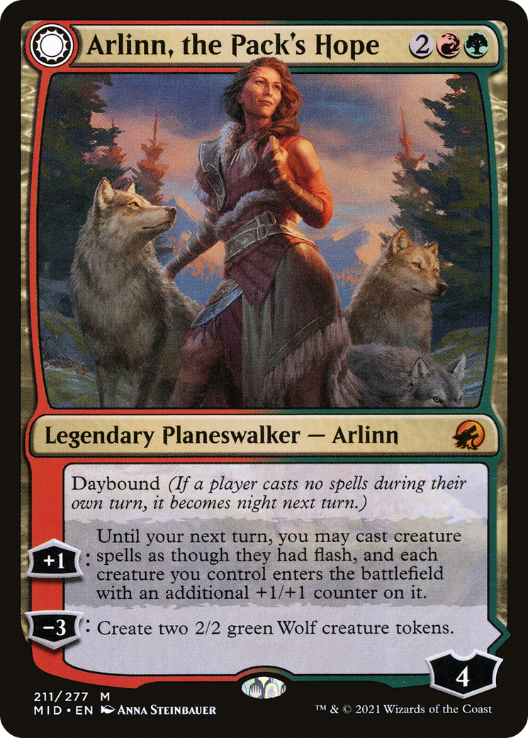 Arlinn, the Pack's Hope // Arlinn, the Moon's Fury (MID-211) - Innistrad: Midnight Hunt: (Double Faced Transform) Foil