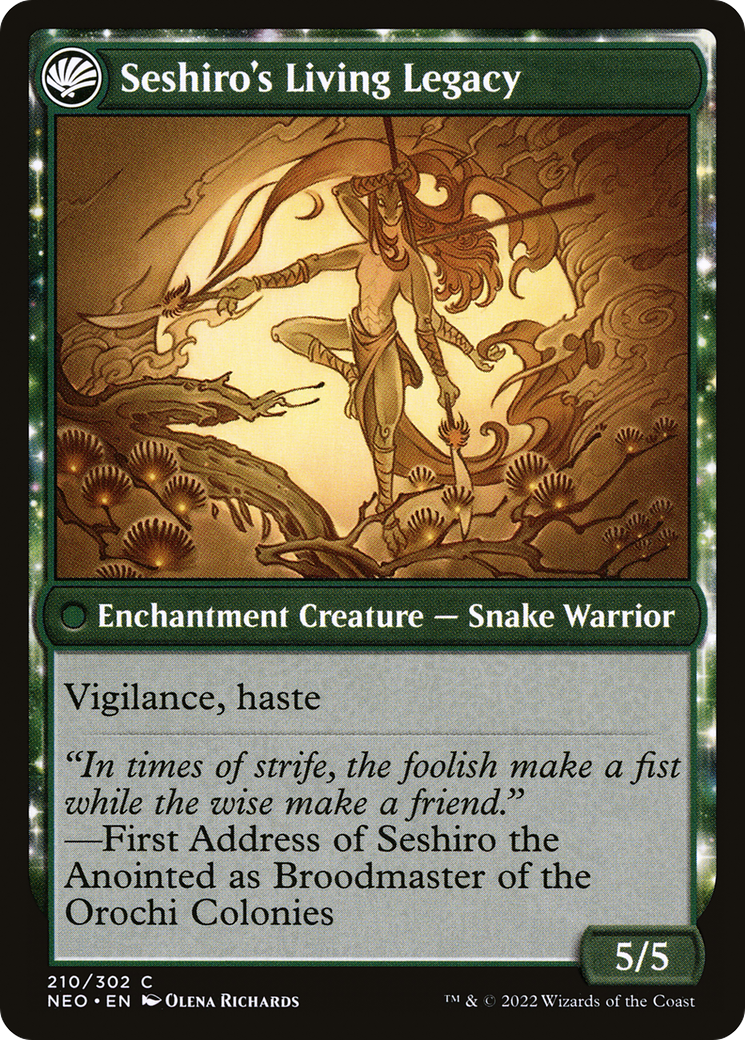 Tales of Master Seshiro // Seshiro's Living Legacy (NEO-210) - Kamigawa: Neon Dynasty: (fandfc, enchantment) Foil