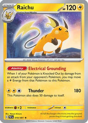 Raichu 019/091  - Reverse Holofoil SV Paldean Fates - Rare