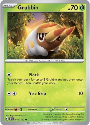 Grubbin 018/162  - Reverse Holofoil SV05 Temporal Forces - Common