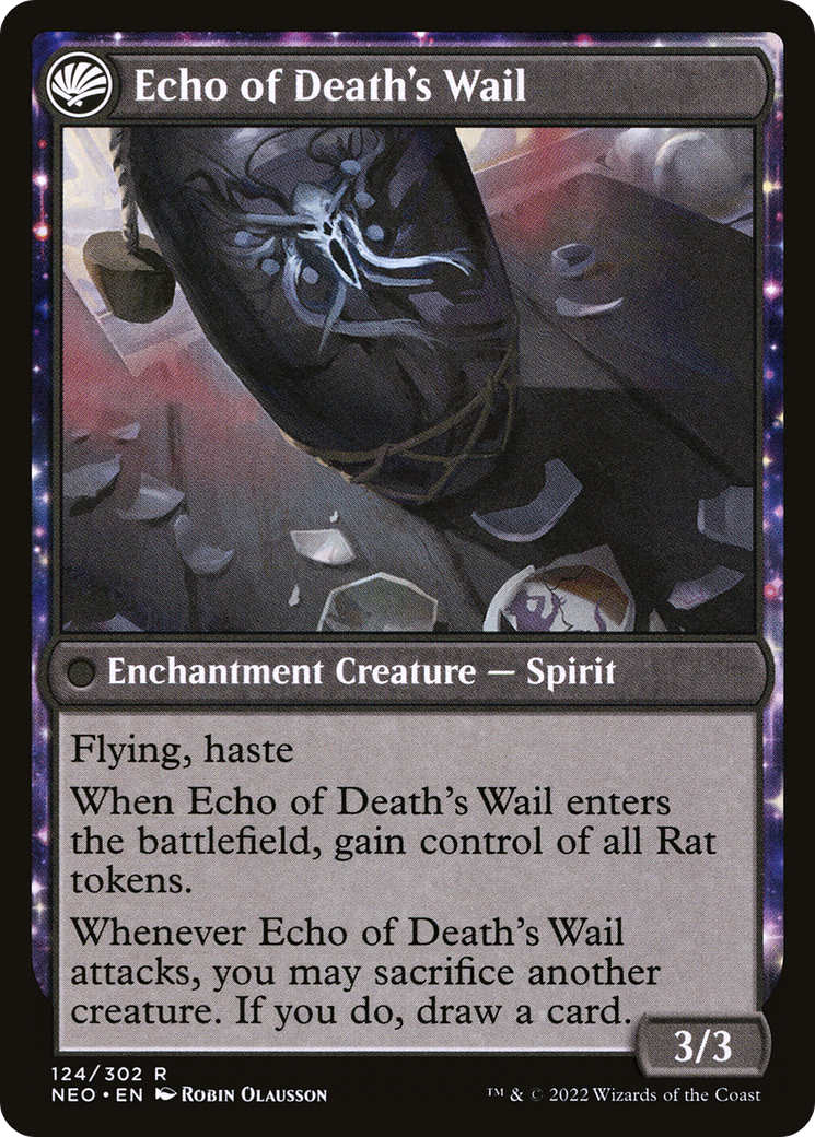 Tribute to Horobi // Echo of Death's Wail (NEO-124) - Kamigawa: Neon Dynasty: (fandfc, enchantment)