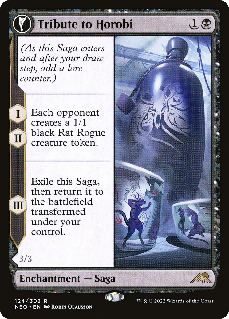 Tribute to Horobi // Echo of Death's Wail (NEO-124) - Kamigawa: Neon Dynasty: (fandfc, enchantment) Foil