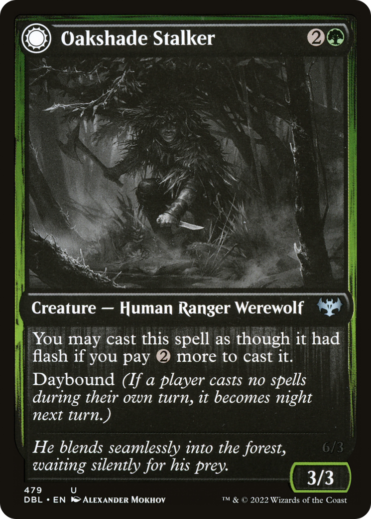 Oakshade Stalker // Moonlit Ambusher (DBL-479) - Innistrad: Double Feature: (Double Faced Transform) Foil