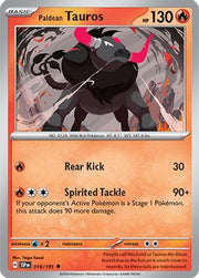 Paldean Tauros 018/191  - Reverse Holofoil SV08 Surging Sparks - Uncommon