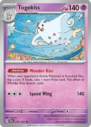 Togekiss 072/191  - Reverse Holofoil SV08 Surging Sparks - Rare