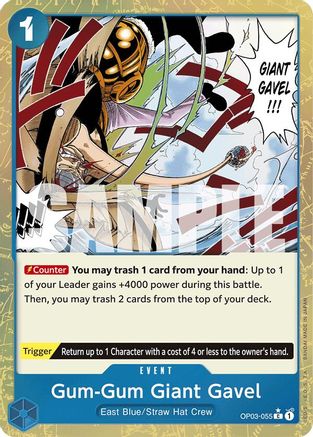 Gum-Gum Giant Gavel (Textured Foil) (OP03-055) - Premium Booster -The Best- Foil