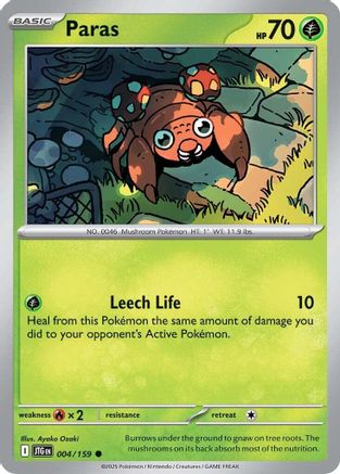 Paras 004/159  - Reverse Holofoil SV09 Journey Together - Common