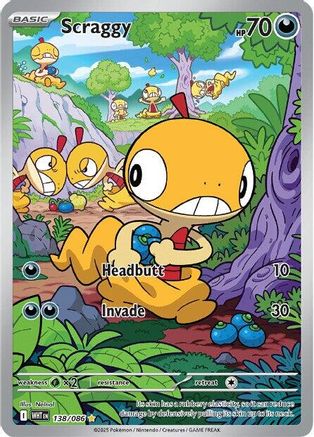 Scraggy 138/086  - Holofoil SV White Flare - Illustration Rare