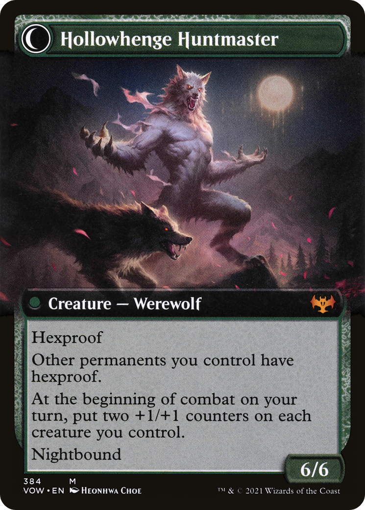 Avabruck Caretaker // Hollowhenge Huntmaster (VOW-384) - Innistrad: Crimson Vow: (Extended Art, Double Faced Transform) Foil