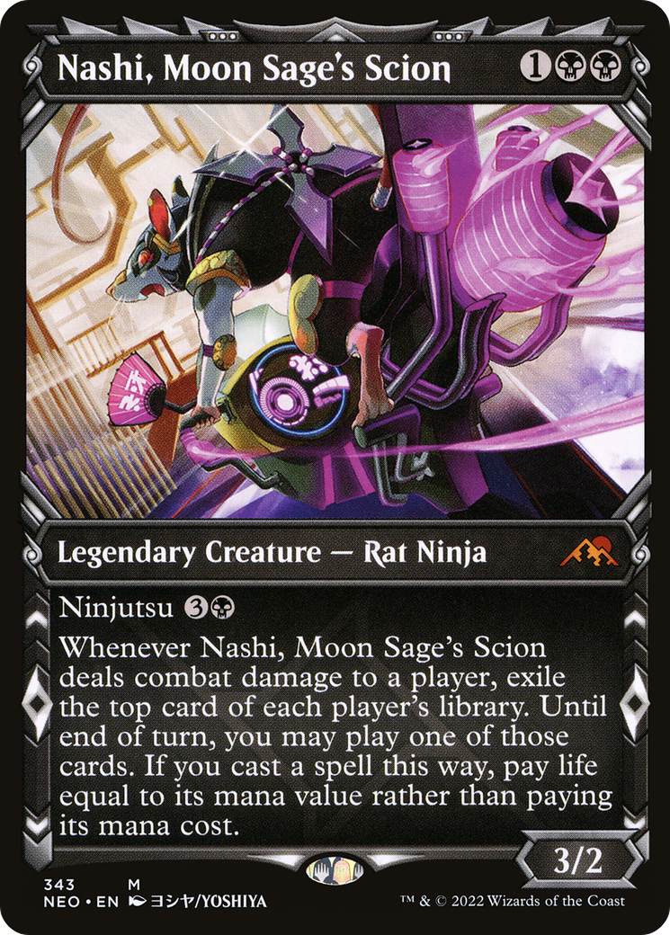 Nashi, Moon Sage's Scion (NEO-343) - Kamigawa: Neon Dynasty: (Showcase) Foil