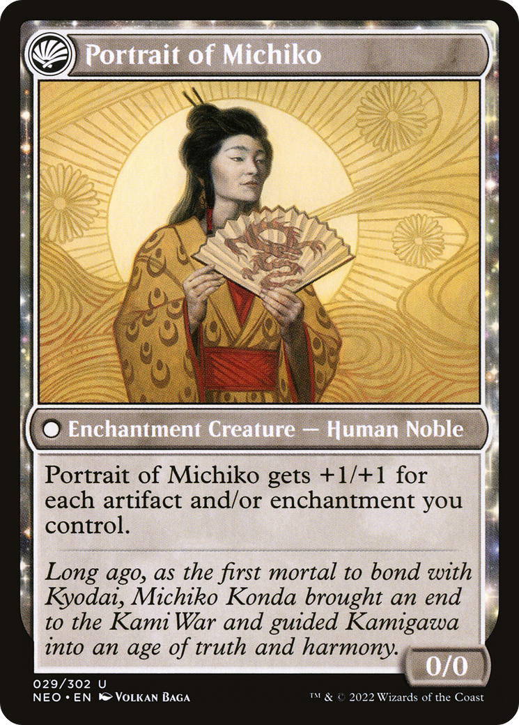 Michiko's Reign of Truth // Portrait of Michiko (NEO-029) - Kamigawa: Neon Dynasty: (fandfc, enchantment)