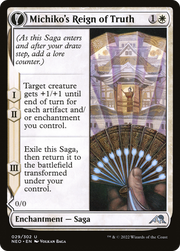 Michiko's Reign of Truth // Portrait of Michiko (NEO-029) - Kamigawa: Neon Dynasty: (fandfc, enchantment) Foil