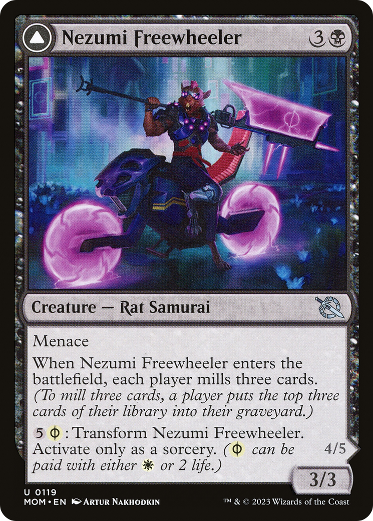 Nezumi Freewheeler // Hideous Fleshwheeler (MOM-119) - March of the Machine Foil