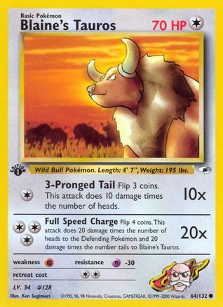 Blaine's Tauros 064/132  - Unlimited Gym Heroes - Common