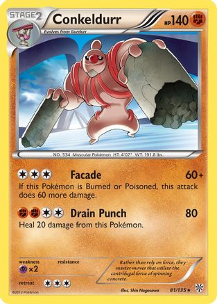 Conkeldurr 081  - Reverse Holofoil Plasma Storm - Rare