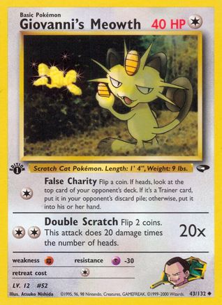 Giovanni's Meowth (43) 043/132  - Unlimited Gym Challenge - Uncommon