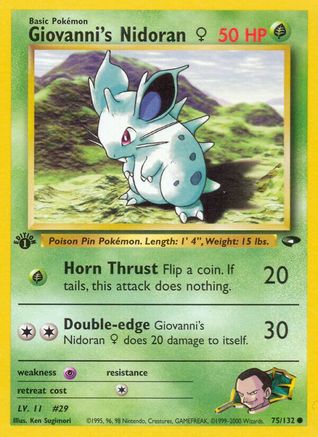 Giovanni's Nidoran F 075/132  - 1st Edition Gym Challenge - Common