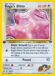 Koga's Ditto 010/132  - Unlimited Holofoil Gym Challenge - Holo Rare