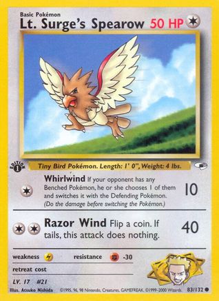 Lt. Surge's Spearow (83) 083/132  - Unlimited Gym Heroes - Common