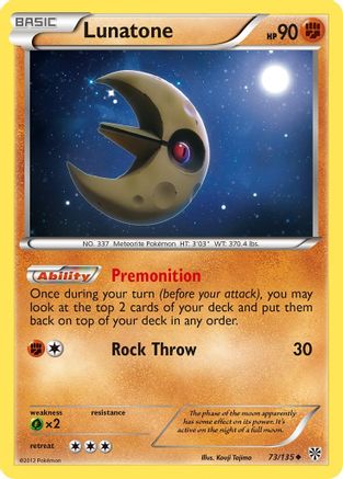 Lunatone 073  - Reverse Holofoil Plasma Storm - Uncommon