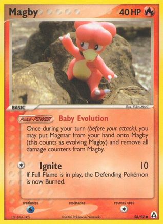 Magby 058/92  - Reverse Holofoil Legend Maker - Common