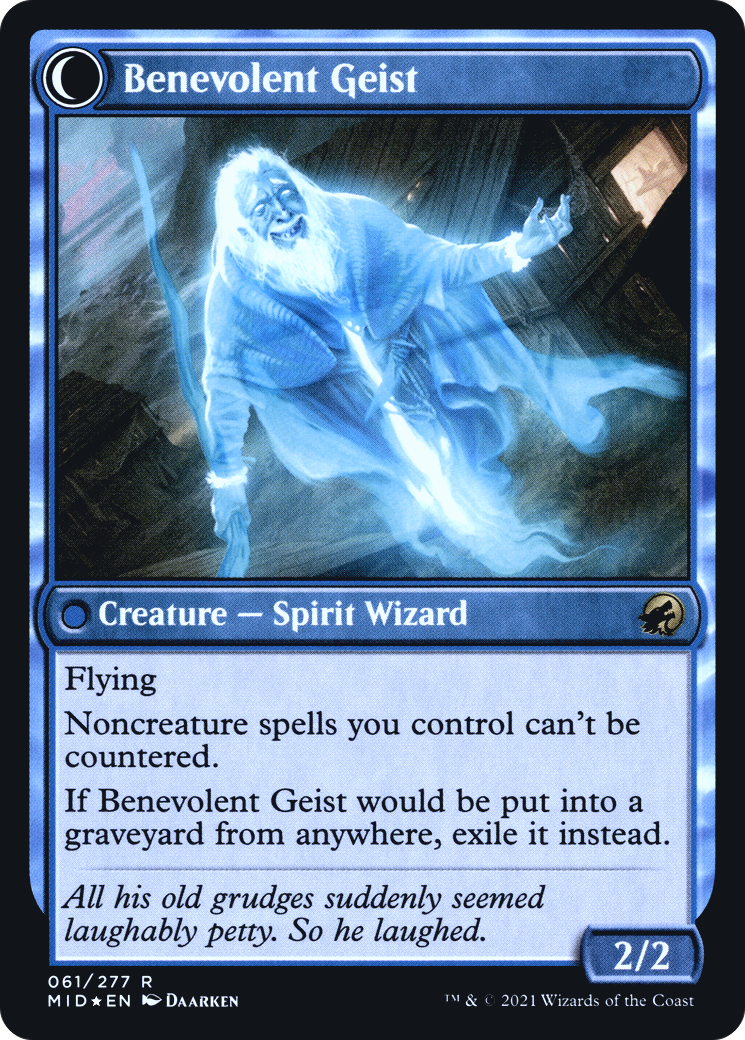 Malevolent Hermit // Benevolent Geist (PRE-61S) - Innistrad: Midnight Hunt Promos: (Double Faced Transform) Foil