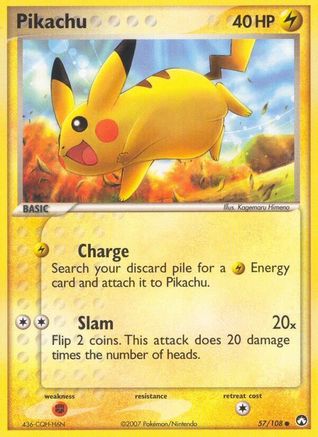 Pikachu 057/108  - Reverse Holofoil Power Keepers - Common